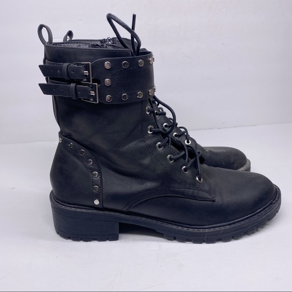 Coconuts by Matisse Black Studded Sid Combat Boot - Picture 2 of 8